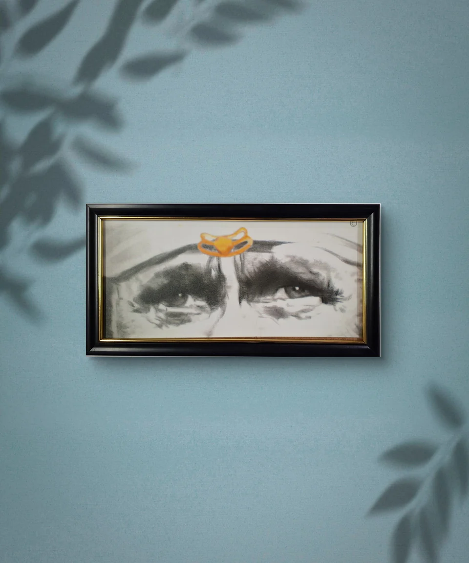 Saibaba Blessing Eyes Wall Art Sai Baba Blessing Eyes 15x30 Italian Fiber Waterproof Wall Painting for Home Temple