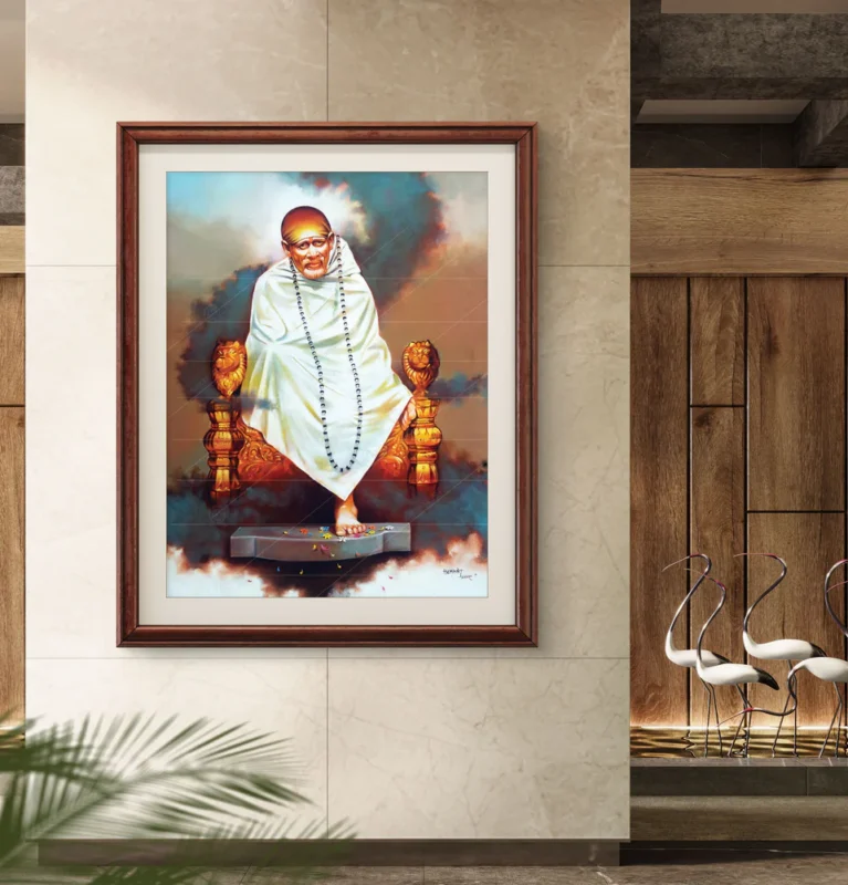 Shirdi Sai Baba Samadhi Canvas Wall Painting for Home Temple and Meditation