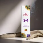 Pure fragrance 3+1 Agarbatti box with incense smoke, ideal for spiritual home decor or near a Sai Baba murti display. – Devsamagri devotional product