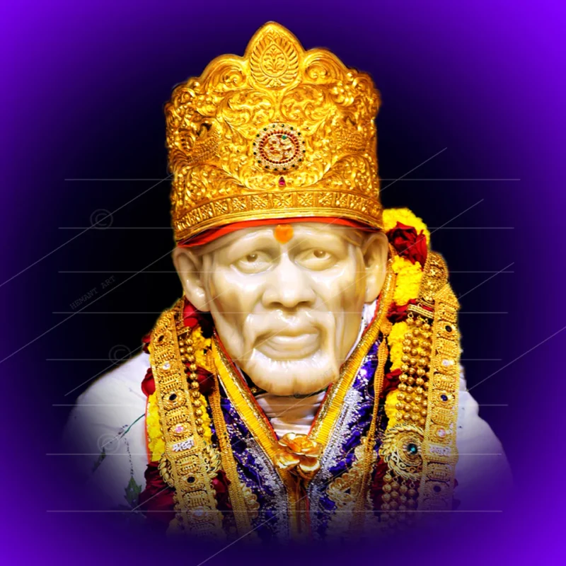 Shirdi Sai Baba Real Face Canvas Painting Portrait for Home Temple Wall Decor