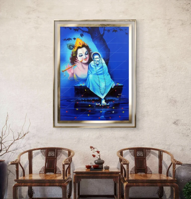 Shirdi Sai Baba Samadhi Canvas Wall Painting for Home Temple and Meditation Room