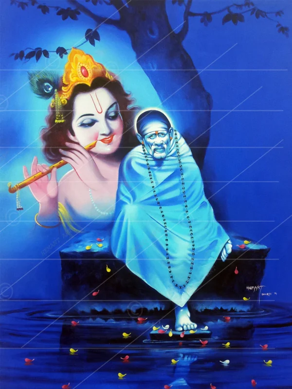 Shirdi Saibaba Samadhi Canvas Wall Painting for Home Temple and Meditation Room