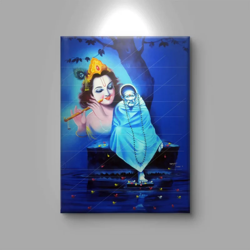 Shirdi Sai Baba Samadhi Canvas Wall Painting for Home Temple and Meditation Room