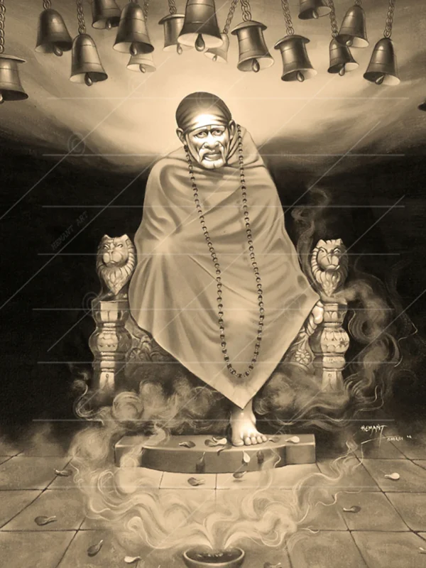 Shirdi Sai Baba Samadhi Canvas Wall Painting for Home Temple and Meditation Room