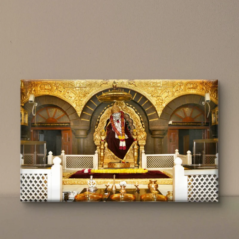 Shirdi Saibaba Samadhi Canvas Wall Painting for Home Temple and Meditation Room