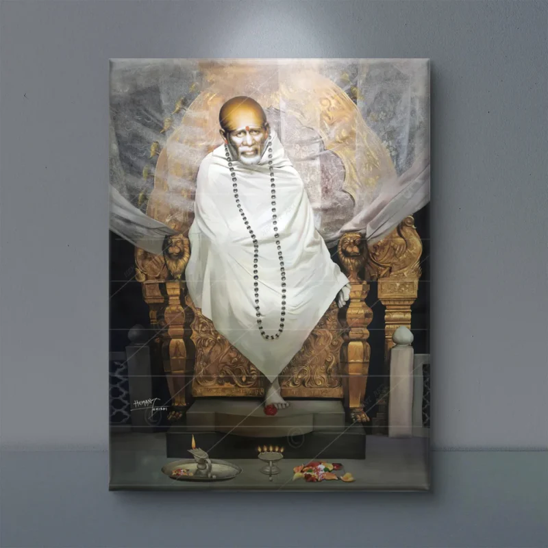 Shirdi Saibaba Samadhi Canvas Wall Painting for Home Temple and Meditation Room