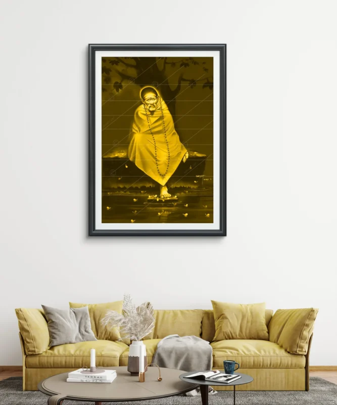 Shirdi Saibaba Samadhi Canvas Wall Painting for Home Temple and Meditation Room