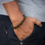 Natural Black Onyx Om Mani Bracelet (2.5 Inch) – Gemstone Bracelet for Protection, Inner Strength & Spiritual Harmony - Image 2