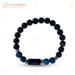 Aquarius (Kumbha Rashi) Zodiac Bracelet – Clear Quartz, Amethyst & Black Obsidian Gemstone Bracelet (Adjustable) - Image 3