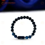 Aquarius (Kumbha Rashi) Zodiac Bracelet – Clear Quartz, Amethyst & Black Obsidian Gemstone Bracelet (Adjustable) - Image 4